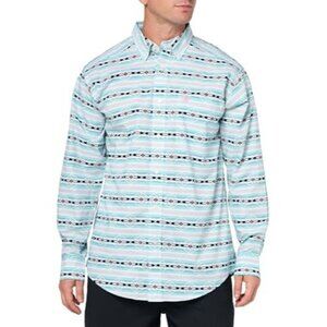 Ariat Men's Large Long Sleeve Jefferson Print Button Western Shirt Ice Green
